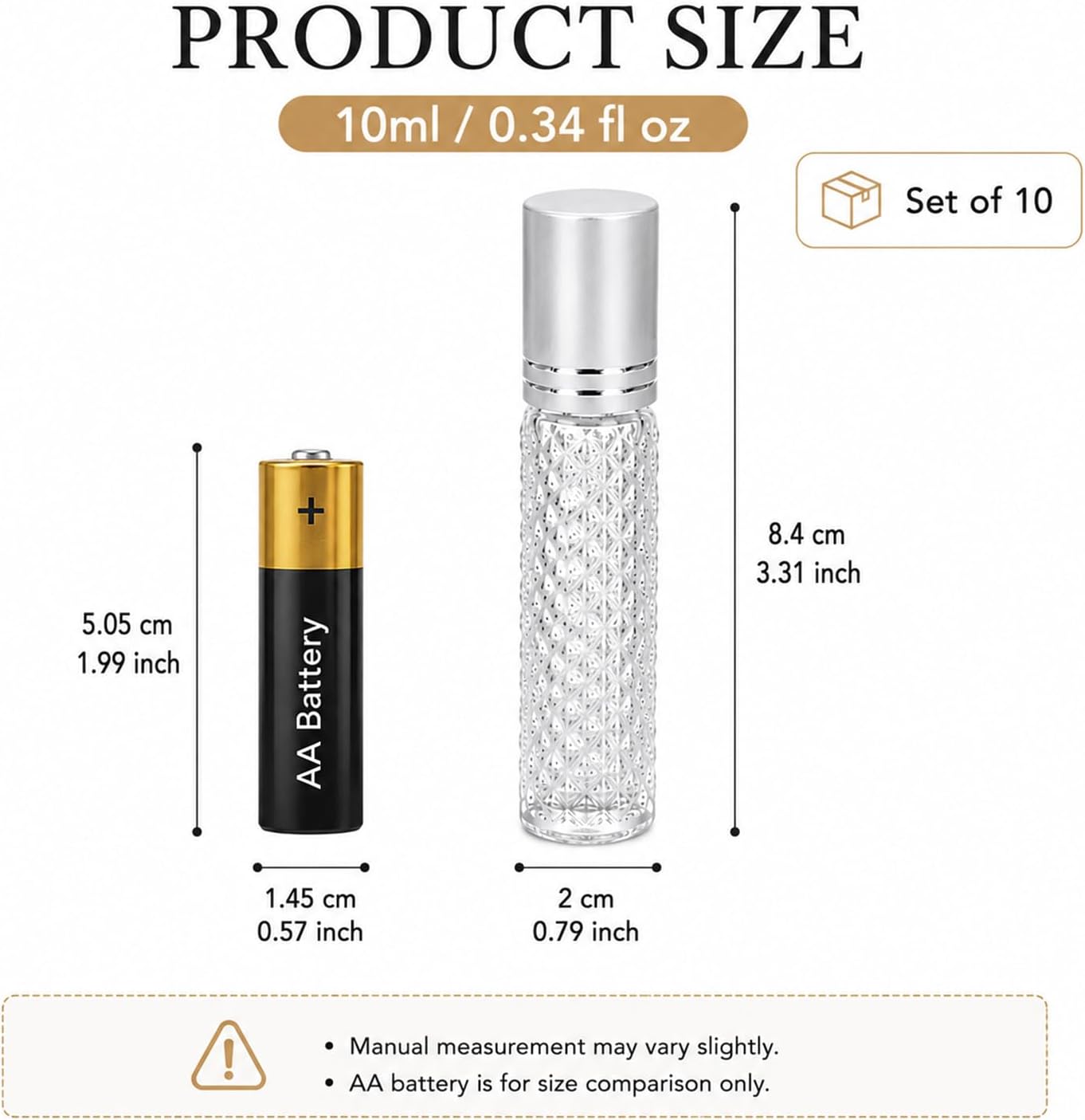 10 Packs 10ml Glass Essential Oil Roller Bottles with Silver Caps Pineapple Embossed Clear Roll On Bottles Refillable Roller Ball Containers for Essential Oils, Perfume, Lip Oil & DIY Blends