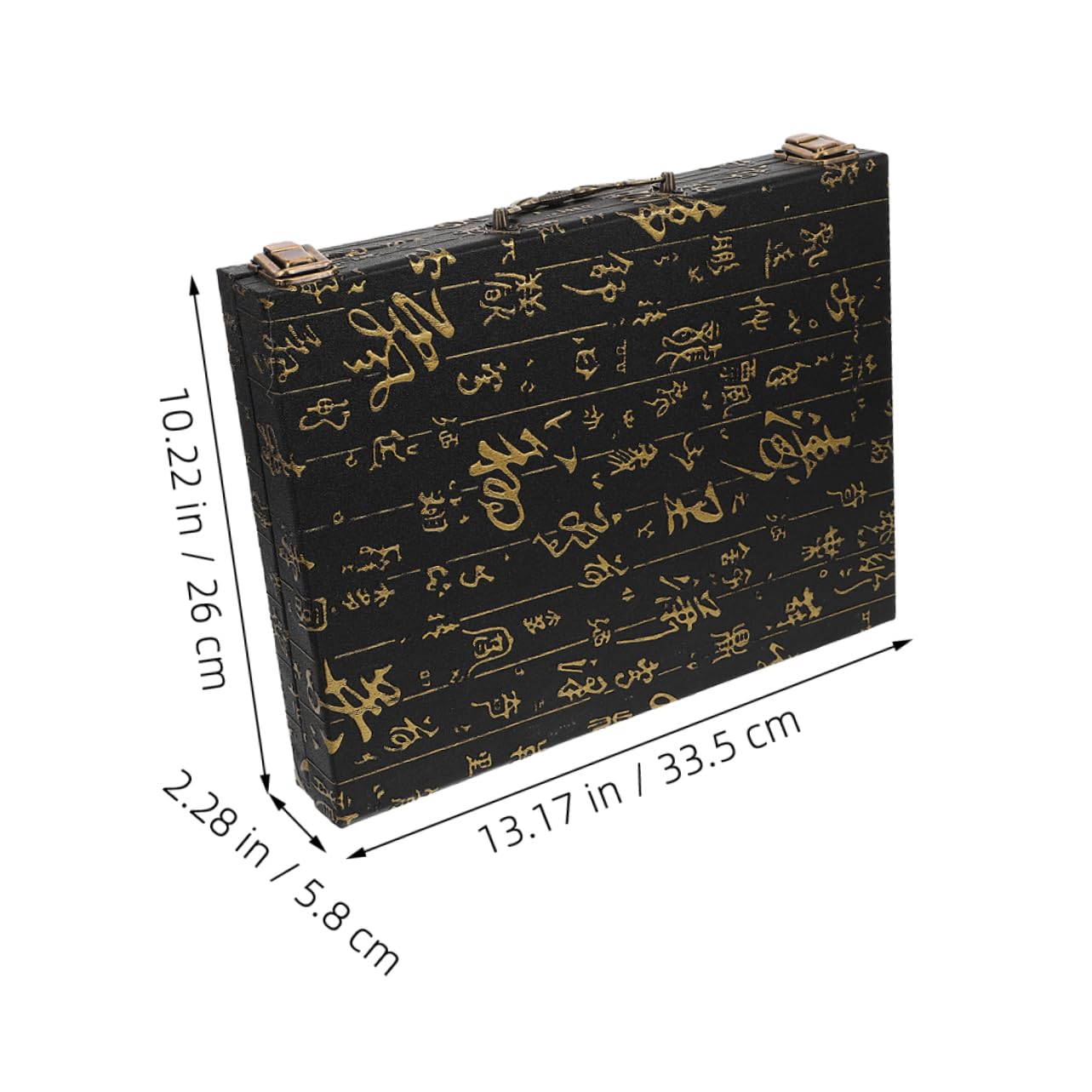 TOYANDONA Large Capacity Wooden Mahjong Storage Box with Embossed Design Portable Organizer Case for Chinese Mahjong Tiles Vintage Style Carrying Case - Image 2