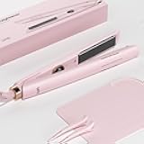 Flat Iron Hair Straightener LENA H2 Curling Wand and Curler 2 in 1 with Titanium Coating, Satefy Lock, Anti-Scald, 12 Adjustable Temps & Dual Voltage for All Types of Hair