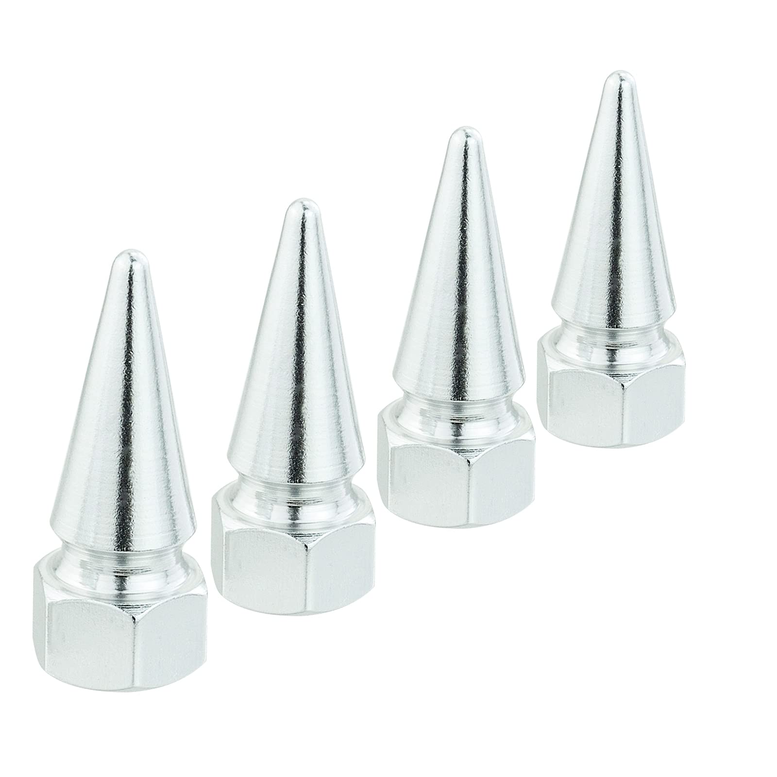 Lunsom Spike Valve Caps Tire Air Stem Rim Cap Cover Aluminum Accessories Fit Most Vehicle Truck Motorcycles Bikes (4PCS Silver)