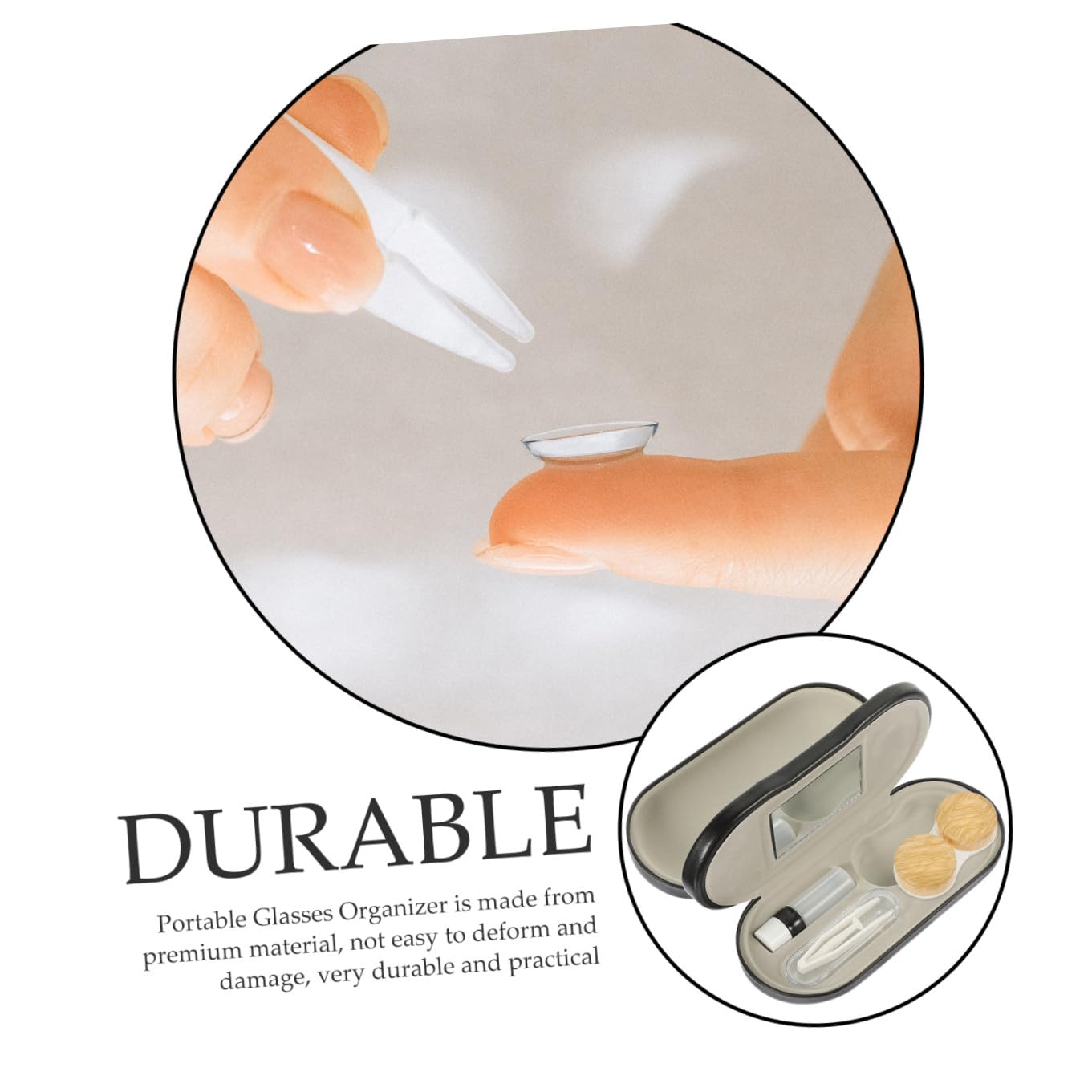BESTonZON Astuccio per Occhiali Doppio Strato in Pelle Pu e Metallo, Custodia Pieghevole Portatile per Lenti Organizer Multiuso per Occhiali da Vista da Sole