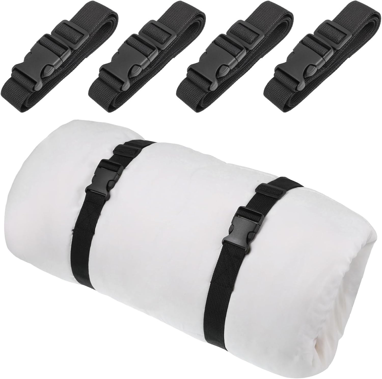 4 PCS Mattress Topper Straps, Black Portable 59" X 1.37" Mattress Packing Strap Adjustable Memory Foam Mattresses Moving Strap with Buckle for Home Mattresses Transport Storage