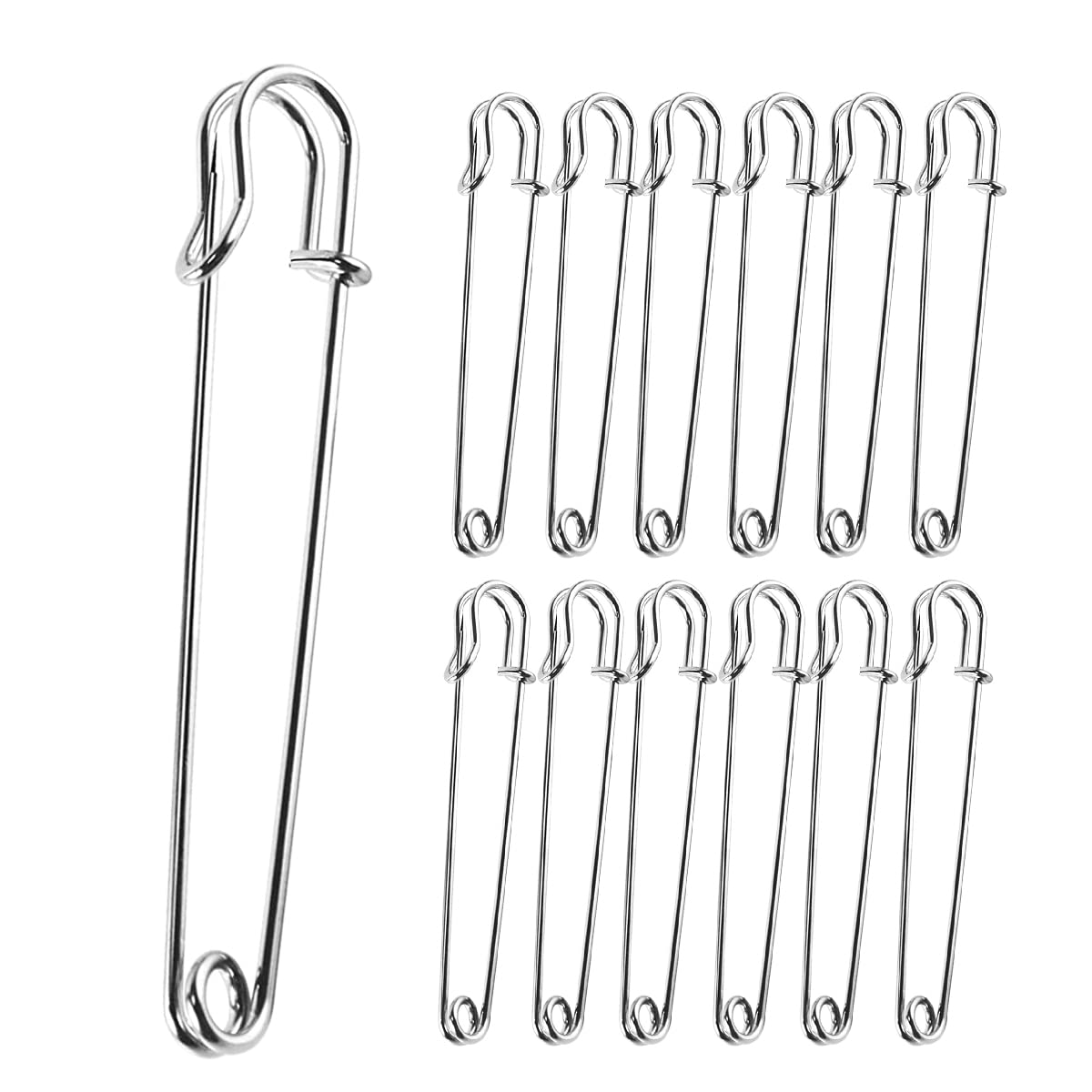 Jagowa Silver 12Pcs Large Safety Pin Metal Kilt Pin Large Size Steel Crafts For Clothing Leather Canvas Blanket Craft Skirt Short Skirt