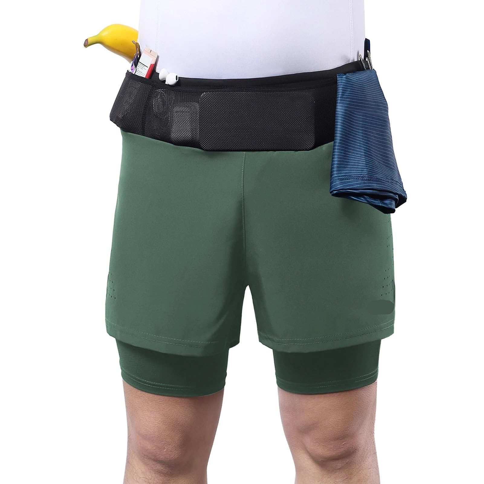 Mallas Cortas Hombre Pantalones Cortos Deportivos 2 en 1 for Hombre, de Cintura Alta, con Bolsillos, for Gimnasio, Trotar y Tenis