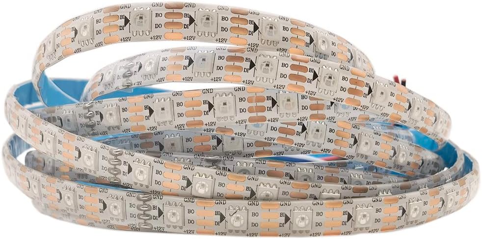 WS2815 RGB LED Strip Individually Addressable 30/60/144pixels/Leds/M SMD5050 TV Tape Light IP30/65/67 DC5V DC12V (5m 30LED IP30, White PCB)