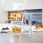 Collins Everyday Brinking Glasses Ensemble de 16 Verres de cuisine pour cocktails, café glacé, bière, thé glacés, vin, whisky, eau, 8 Coupes en verre Highball Tall & 8 Verre à boire à la mode court