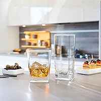 Vista 5 de Collins Everyday Drinking Glasses Set of 16 Drinkware Kitchen Glasses for Cocktail, Iced Coffee, Beer, Ice Tea, Wine, Whiskey, Water, 8 Tall