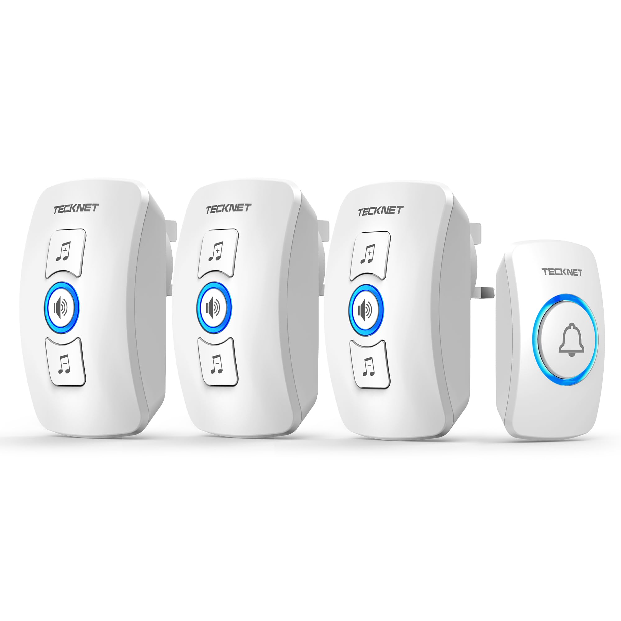 TECKNET Wireless Doorbell with 3 Receivers for Home, Office, Villa, White