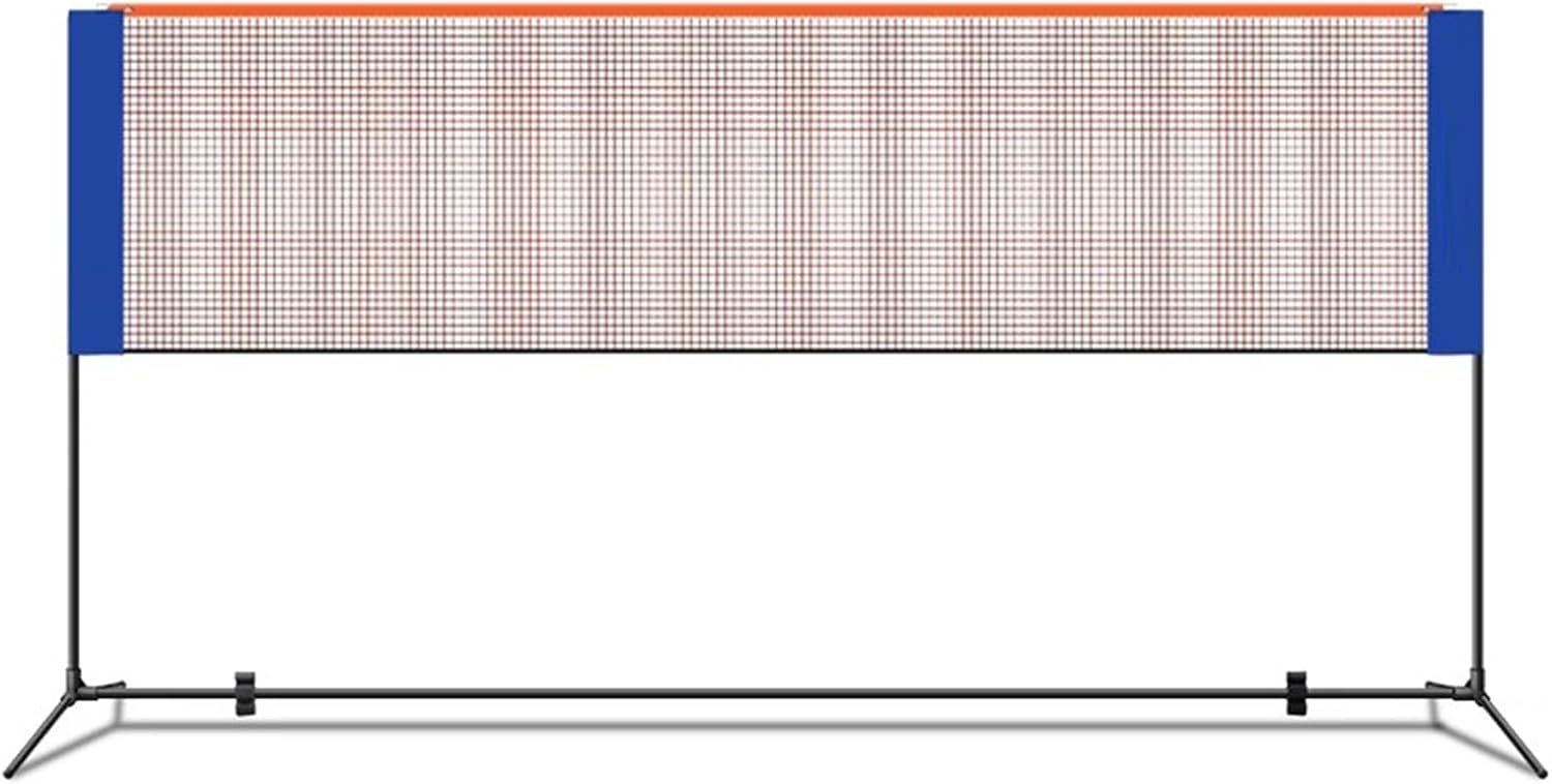 Foldable Badminton Net Stand,Portable Indoor Outdoor Volleyball Poles,with Grid and 3 Badminton Balls,Sports Training Equipment for Ballpark Beach Driveway (One Color Length 610cm)