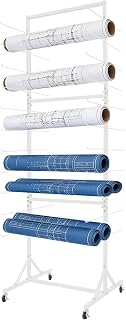 22 Tier Blueprint Storage Rack, White Blueprint Roll Folder Holder
