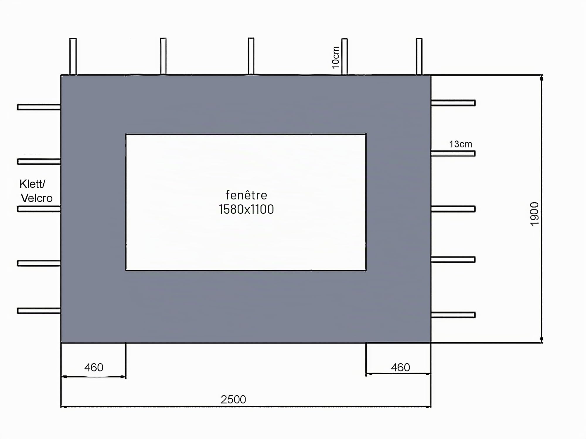 QUICK STAR 2 Panneaux latéraux avec fenêtre en PE 250x190cm Gris pour Gazebo 3x3m
