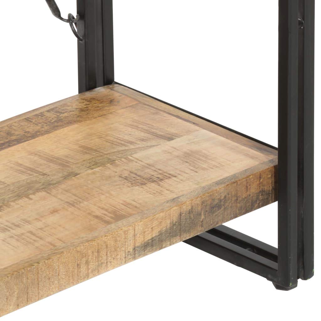 Bücherregal mit 5 Fächern, Standregal aus massivem Mangoholz und pulverbeschichtetem Stahl, Industrie-Design Regal für Wohnzimmer, 60 x 30 x 180 cm