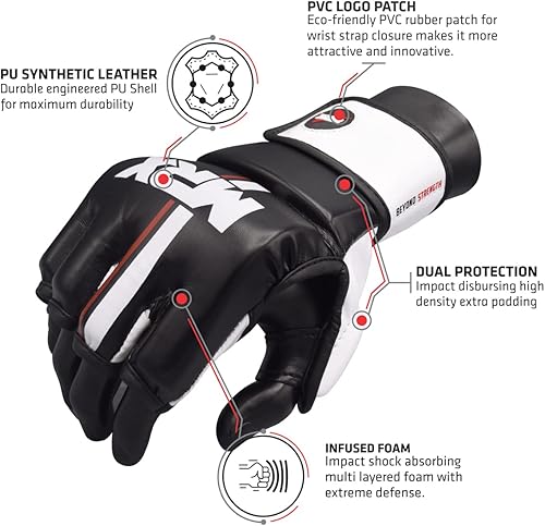 Miniatura 2 de Guantes MMA para agarre de sparring, con palma abierta ventilada, guantes de artes marciales adecuados para hombres y mujeres, combate Kara Cage