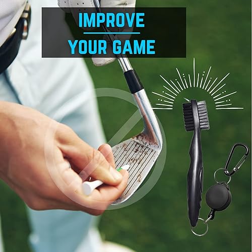 Miniatura 6 de NuRich Tiger Golf Club Groove Brush Cleaner ligero de doble cerdas Accesorios de golf Herramienta de limpieza con mosquetón retráctil de aluminio de