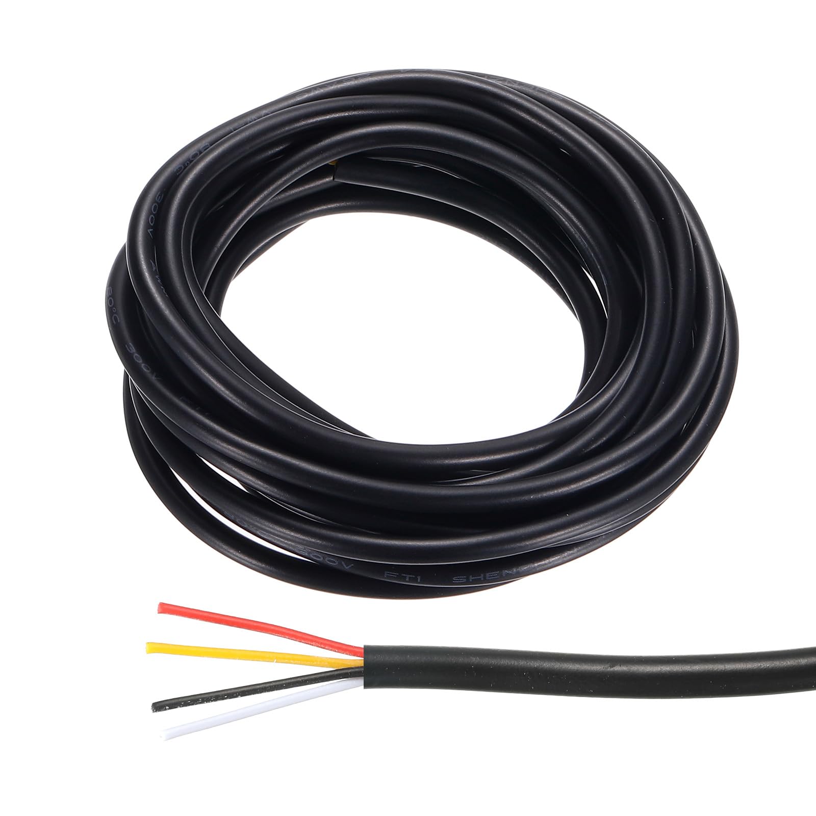 MECCANIXITY 26AWG Electrical Wire 4 Conductors 9.84Ft Power Cable Flexible Extension Signal Cable Black for LED Strips Lamps Lighting Power Supply