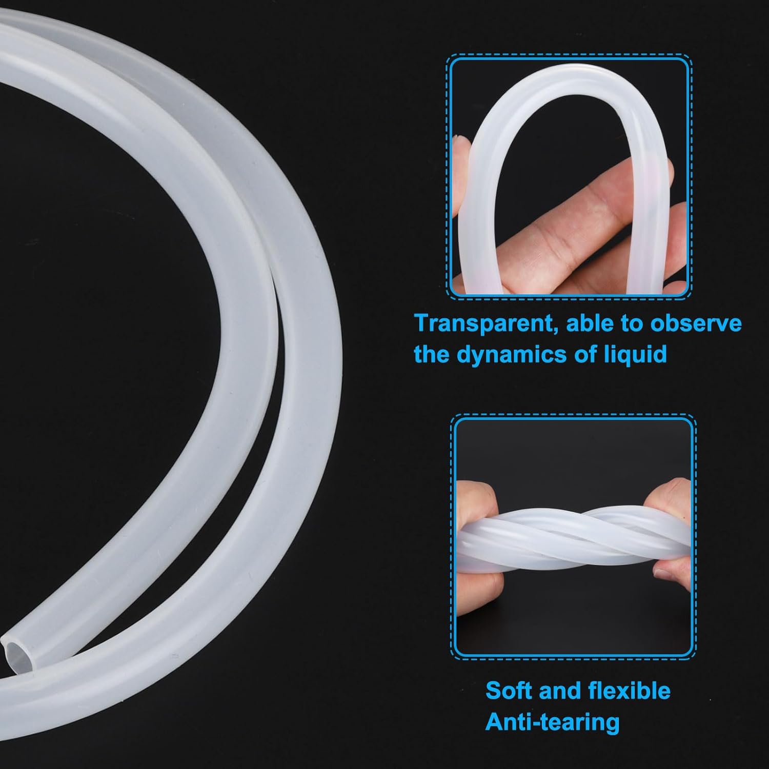 5/16" ID x 1/2" OD Silicone Tubing, 1 Roll 3.28ft High Pure Silicone Hose Tube Flexible Clear Pipe for Home Brewing Water Air Liquid Transfer