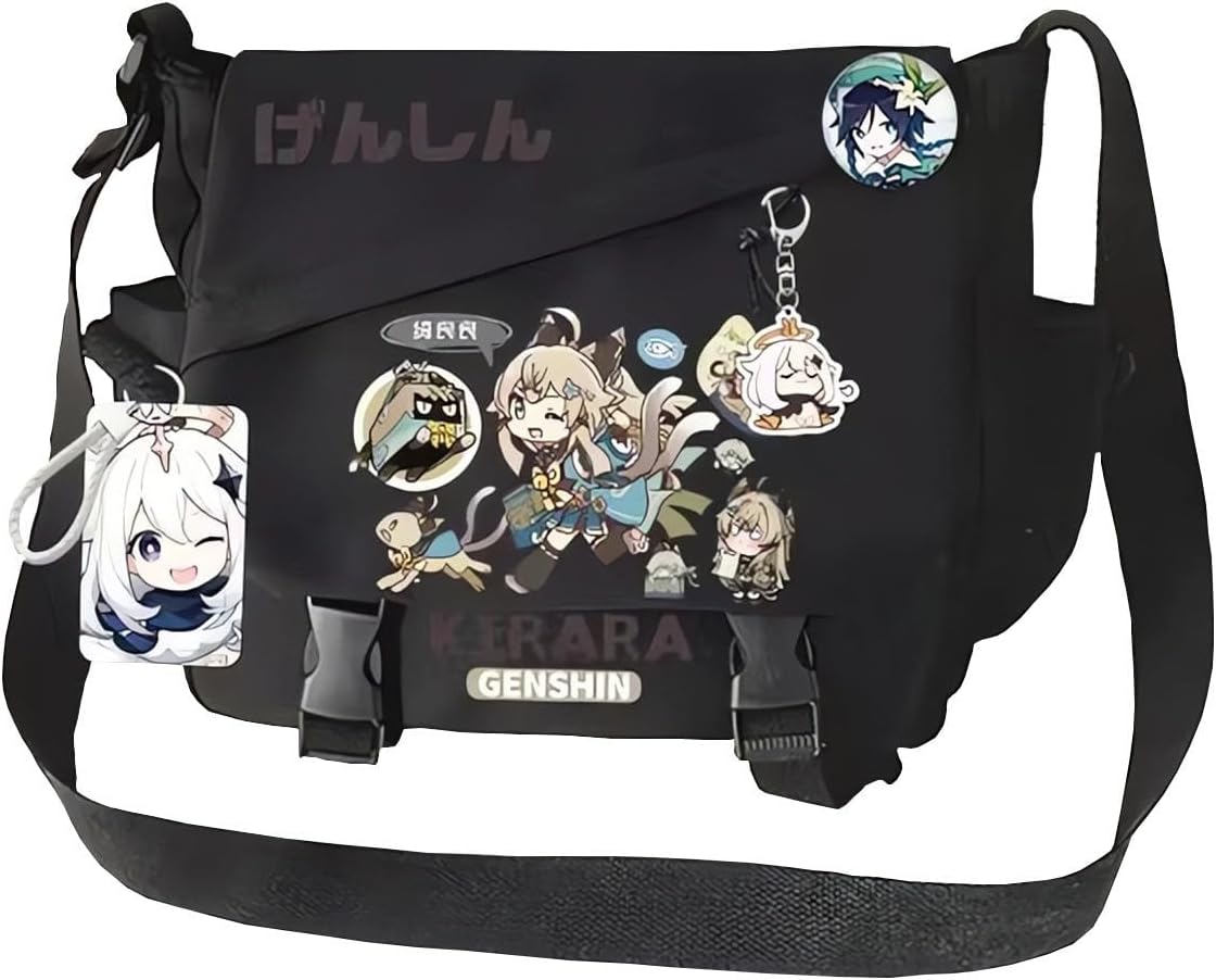 Game Handbag Xiao Crossbody Bag Cute Single Shoulder Bag Adult 3D Print Anime Backpack Black Bag