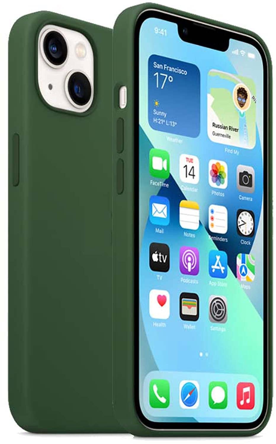 SCHIK Funda trasera totalmente envuelta, para Apple iPhone 13 Mini (2021) de 5.4 pulgadas, a prueba de golpes, fácil de limpiar, funda de silicona líquida [protección de pantalla y cámara] (color: