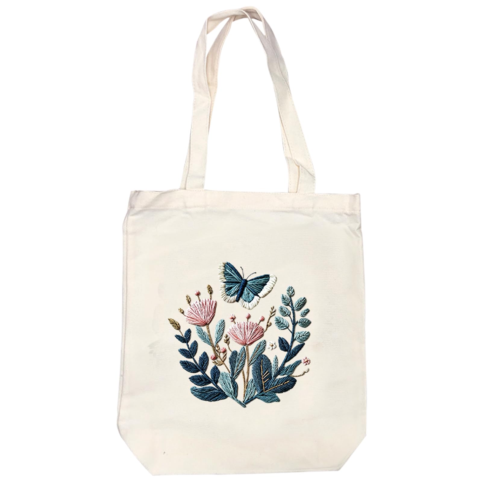 Embroidery Canvas Tote Bag, DIY Needlework Embroidery Craft Kit with Hoop