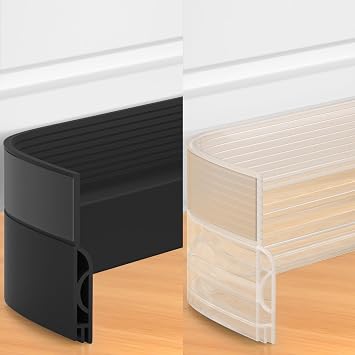 39 Inch Door Draft Stopper 2 Pack Black & Transparent