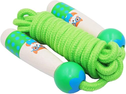 Miniatura 2 de Cuerda de saltar para niños, cuerda de algodón de longitud ajustable con mango de madera para niños y niñas, ejercicio deportivo y fitness