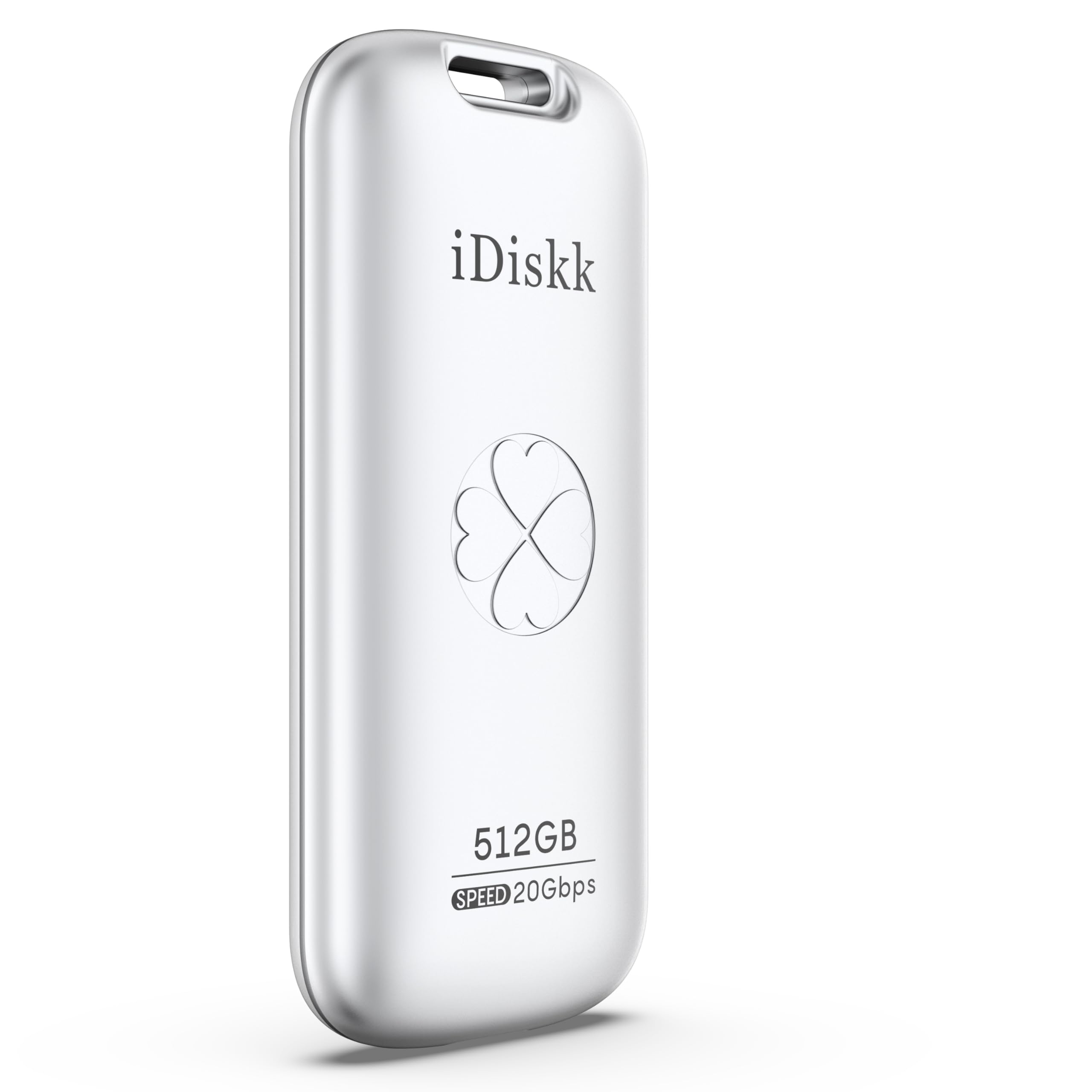 iDiskk Disque SSD Externe 512 Go jusqu'à 2 000 Mo/s, USB 3.2 Gen 2 x 2, SSD Portable Haute Performance avec câble USB-C, Format de Poche 2000 Mo/s (argenté)