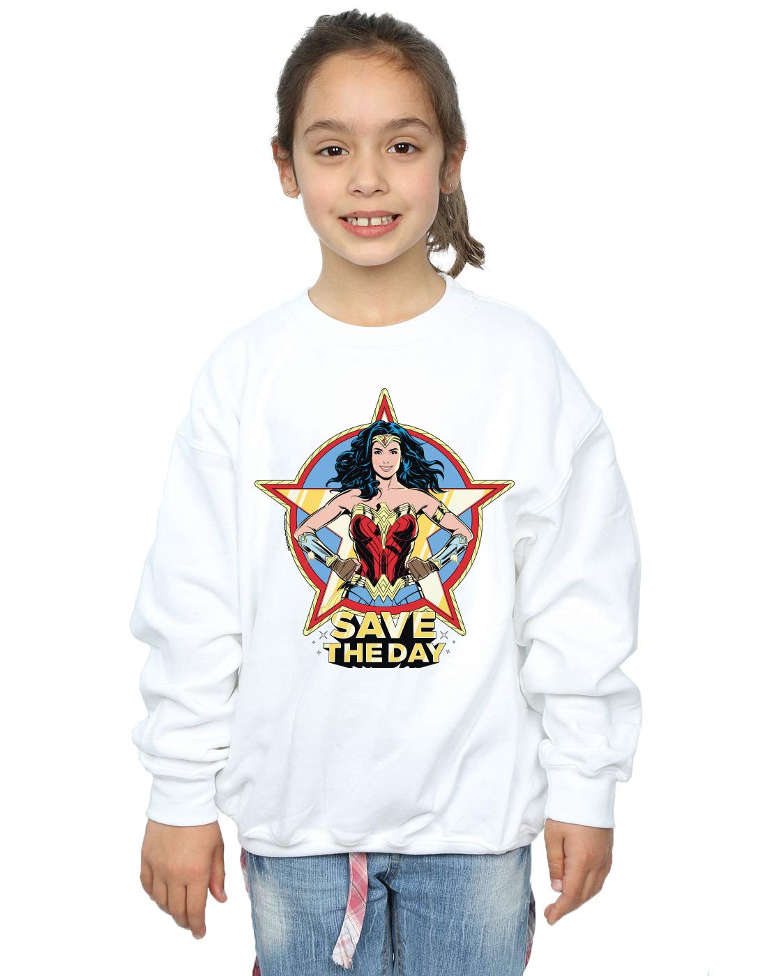 Absolute Cult Girls White Dc Comics Wonder Woman 84 Star Design Sweatshirt 9-11 Years