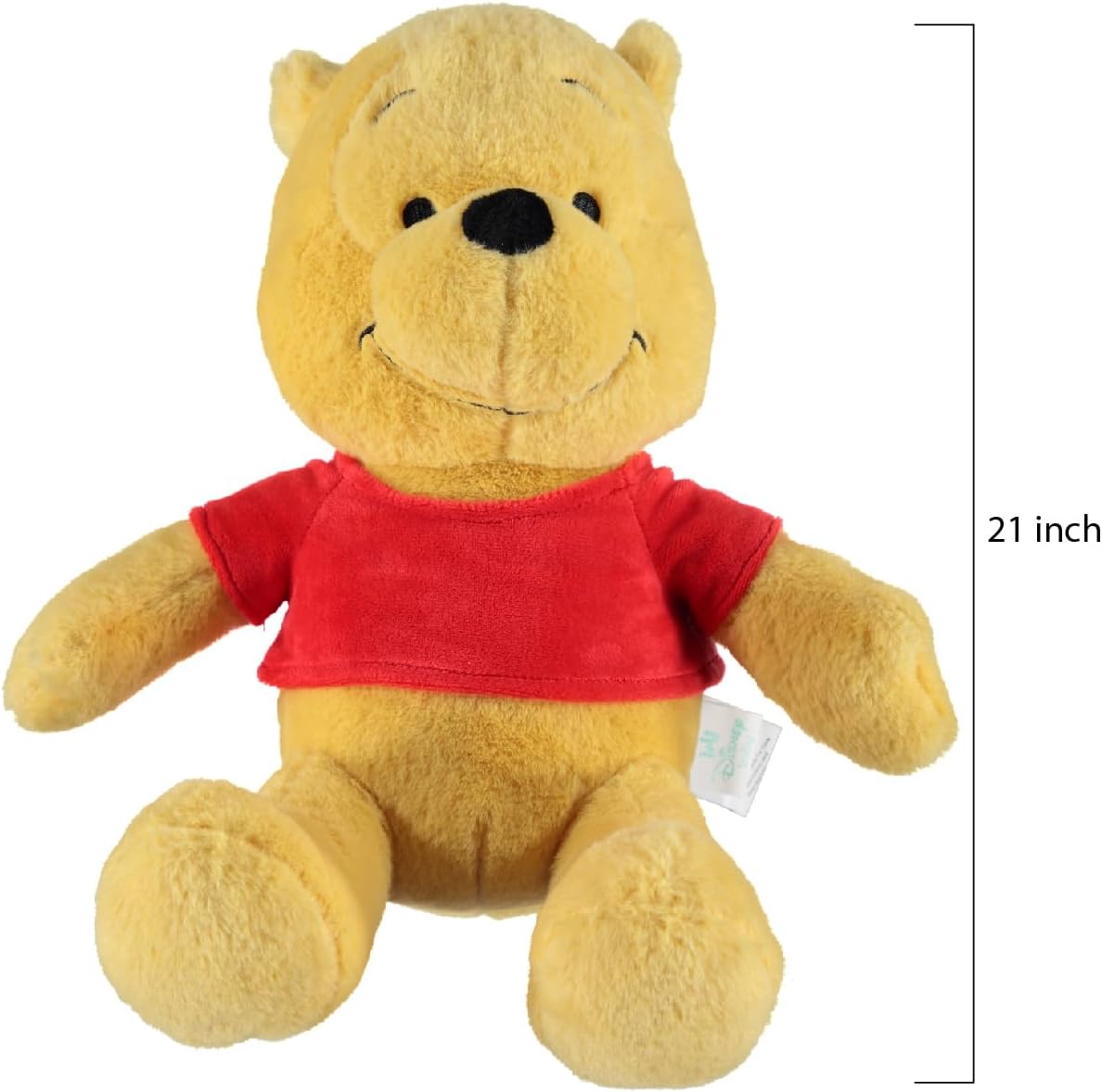 Disney Official Winnie The Pooh Soft Toy for Kids, Cuddly Character with Fuzzy Texture and Embroidered Details, Flexible Ears, Plushy Suitable for All Ages, Measures 21 Inches (15 inches Sitting)