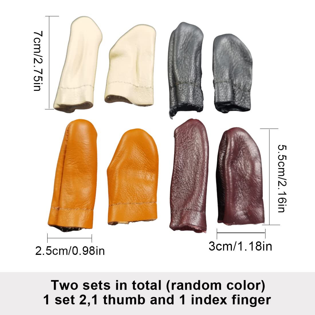 Reccisokz 2 paires de protège-doigts, protège-doigts en cuir tricoté, protège-pouces en feutre pour travaux manuels, outils de couture, couleurs aléatoires