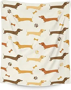 Dachshund Throw Blanket for Girls, Boys - 40x50 Inches Crib Size - Soft Fluffy Cozy Blankets Gift - Beige Cute Blanket Throws for Travel, Office