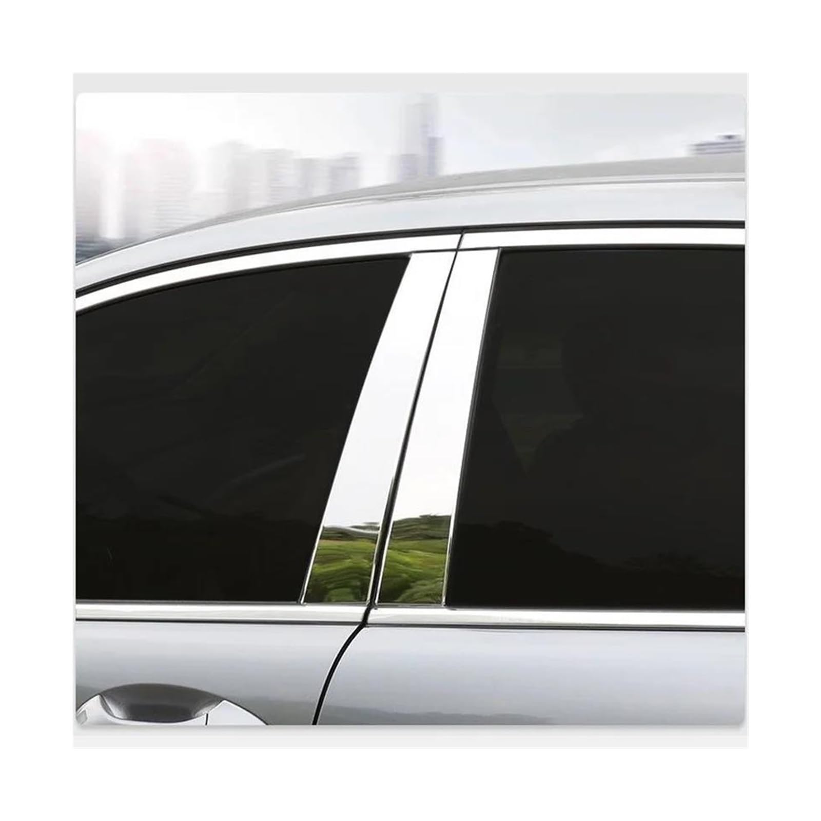 for Toyota for Prius 30 XW30 2010~2015 Pillar Stickers B C Column Posts Car Window Trim Cover ATGCBCAUF(Silver)
