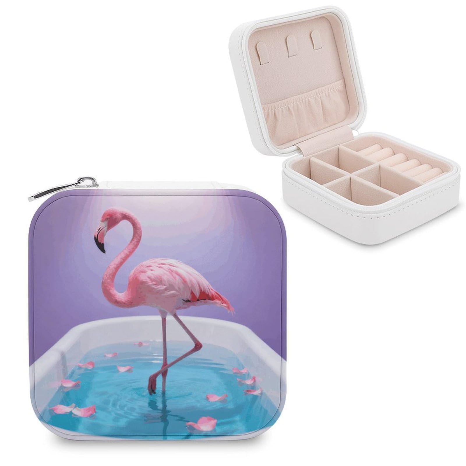 FekiLoot Bathtub Flamingo Jewelry Box Exquisite Jewelry Organizer Silver Gold Trinket Storage Case Multi Compartments Cute Earrings Ring Necklace Holder For Woman Household Gift
