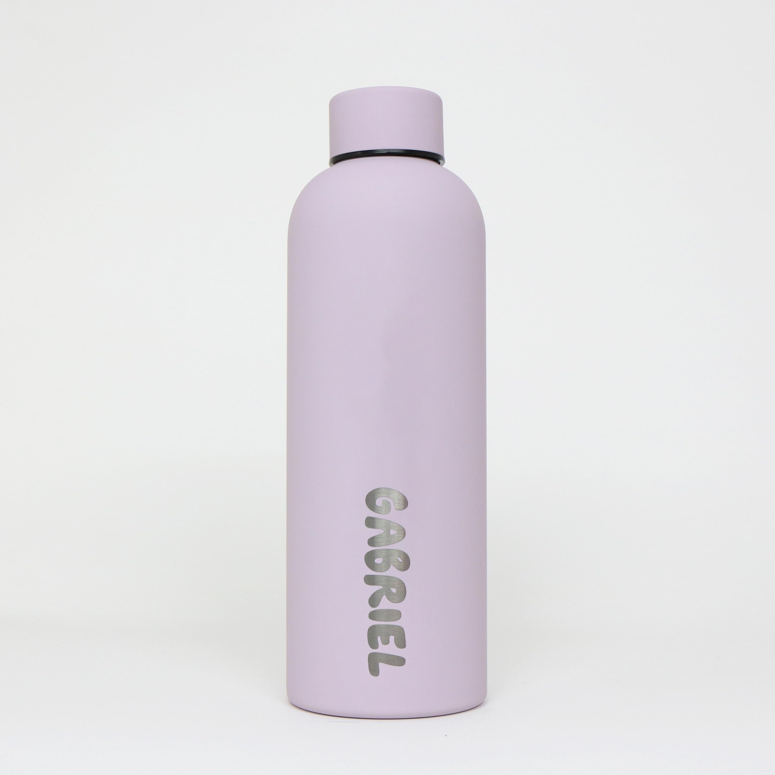 cribstar Personalised Insulated Water Bottle - Perfect for School, Travel, Office, Gym Anywhere - Small Name - Laser Engraved! (Lilac)