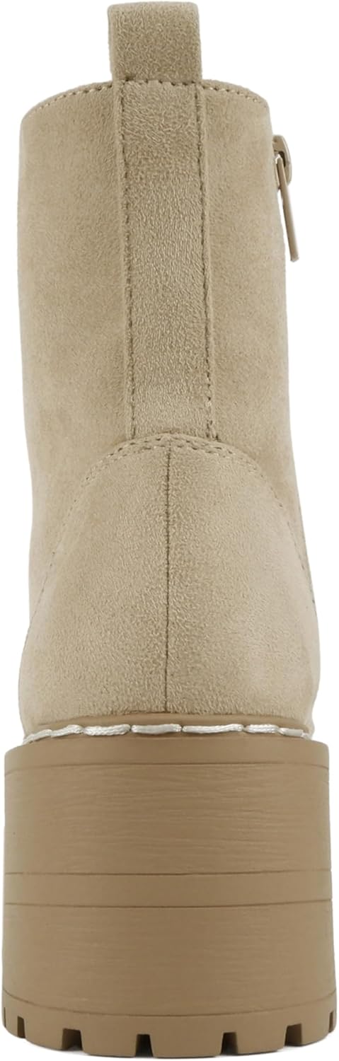 Soda FLING Women Chunky Lug Sole Lace up Fashion Combat Ankle Boot w/Side Zipper - Image 3