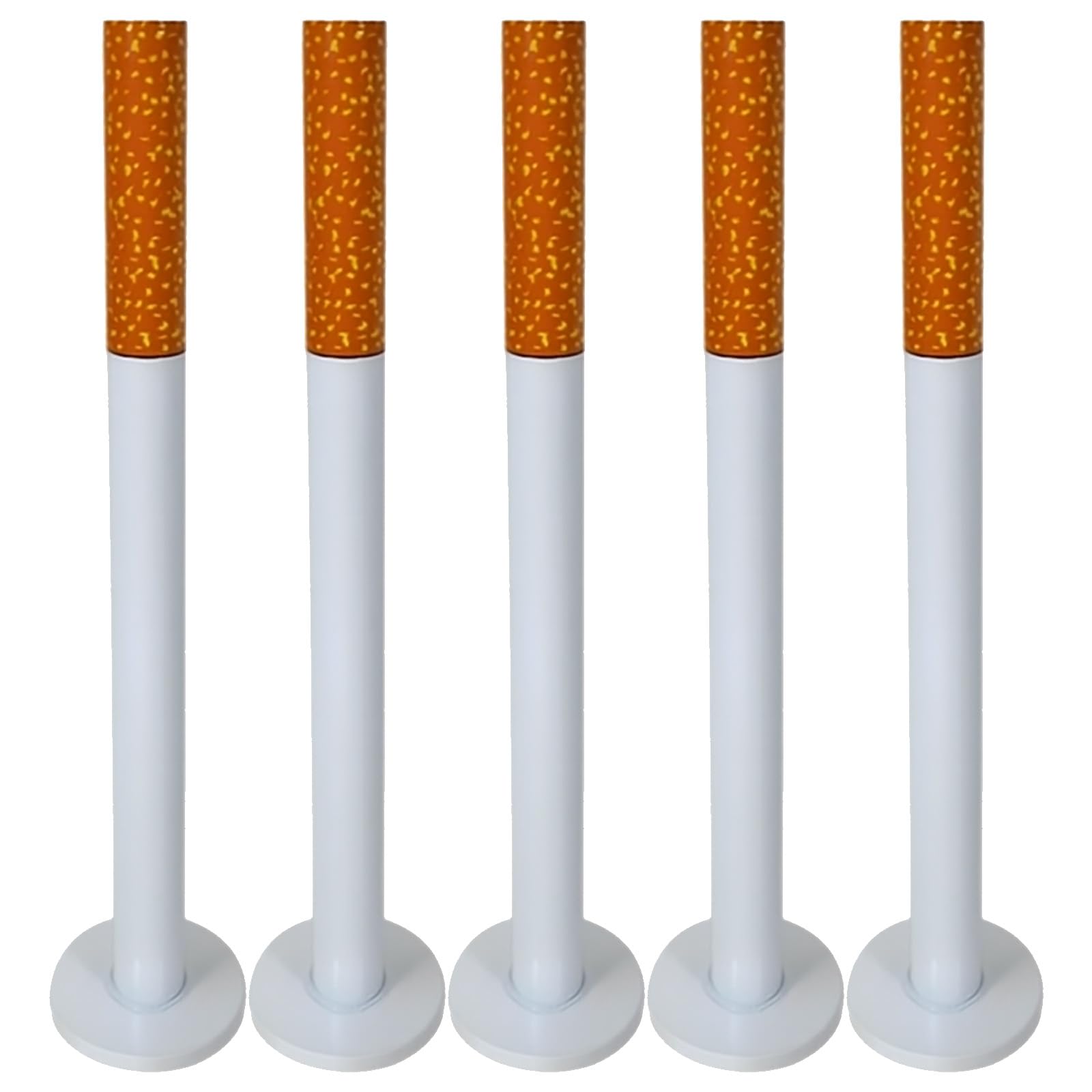 Standaschenbecher 5er Set Zigarettenform 72 cm Wetterfest Edelstahl Optik | BURI Standaschenbecher mit Deckel und Standfuß als robuster Metallaschenbecher für Garten, Terrasse und Raucherbereiche
