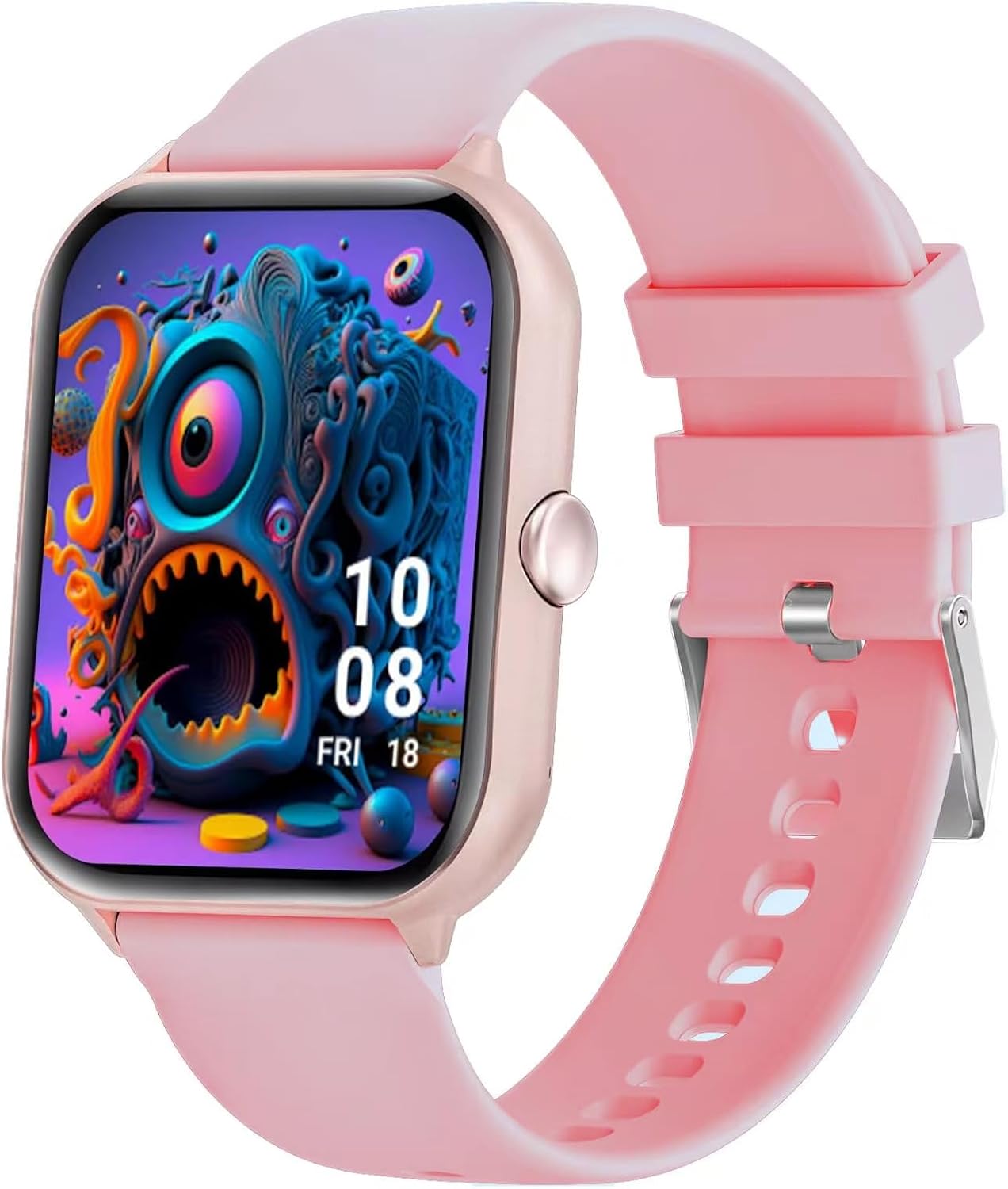 ATGTGA Smart Watch,1.95" Fitness Tracker Watch(Answer/Make Call,Always-on Display), Women Watches for iOS&Android Phones (Silicon, Pink) Pink Silicon