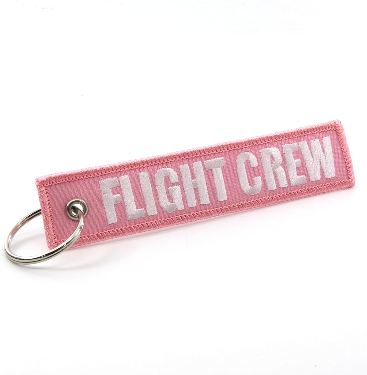 Rotary13B1 FLIGHT CREW Key chain/Jet Tag - Pink fabric with WHITE embroidery keychain Luggage Tag