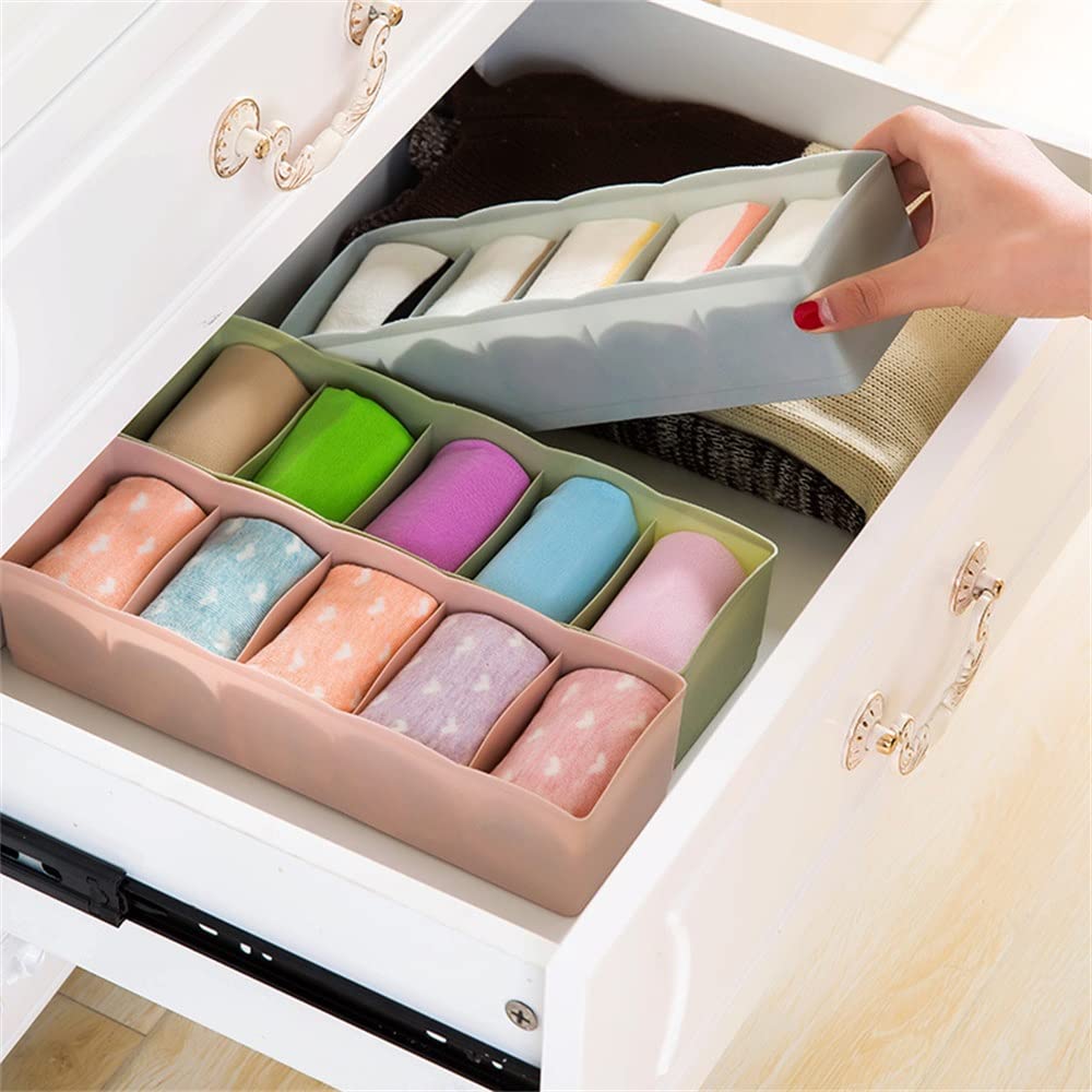 Organizador de cajones, paquete de 3, cajas de almacenamiento de plástico para calcetines, corbatas, bufandas y ropa interior, solución compacta de escritorio para almacenamiento sin desorden