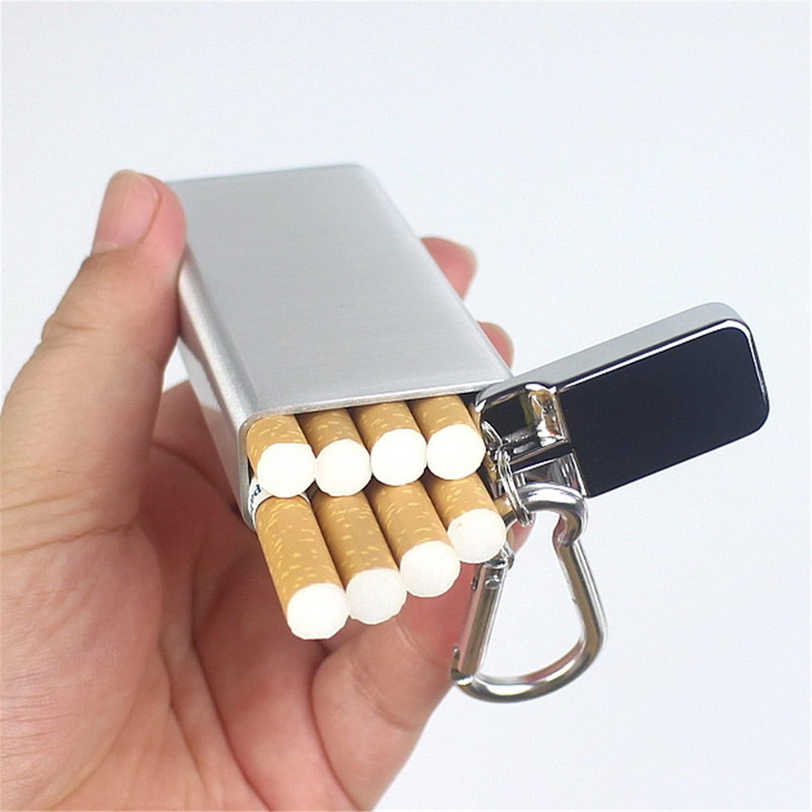 Małe etui na papierosy, miniaturowe pudełko na papierosy, metalowe, aluminiowe z brelokiem, przenośne, wodoodporne, kieszonkowe pudełko na papierosy, przenośne, mini pojemniki na urządzenia do przec