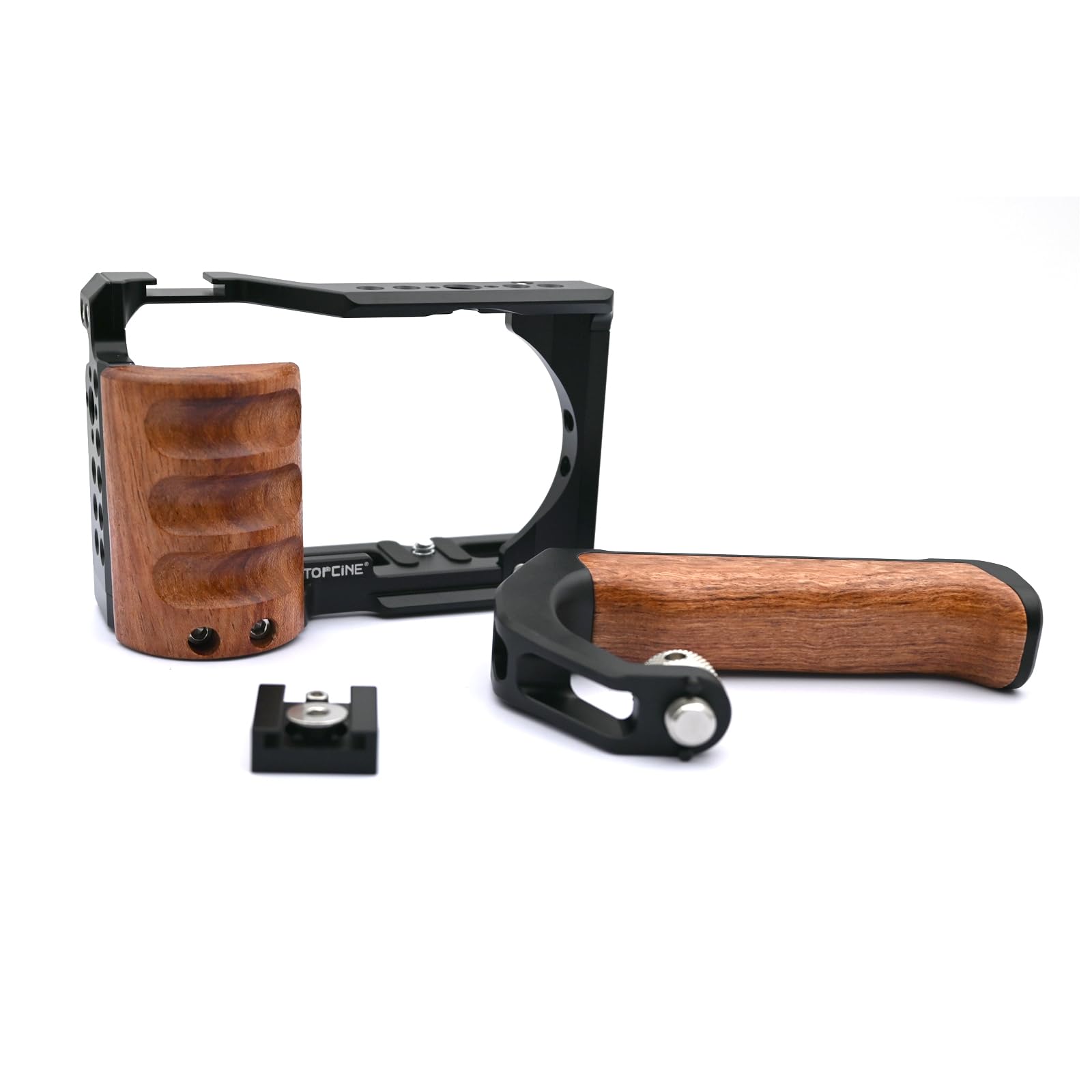 Kit gabbia ZVE10 compatibile per fotocamera Sony AlphaZV-E10 gabbia completa con impugnatura laterale in legno Tophandle Supporti per scarpe fredde Multile 1/4 3/8 foro filettato in alluminio