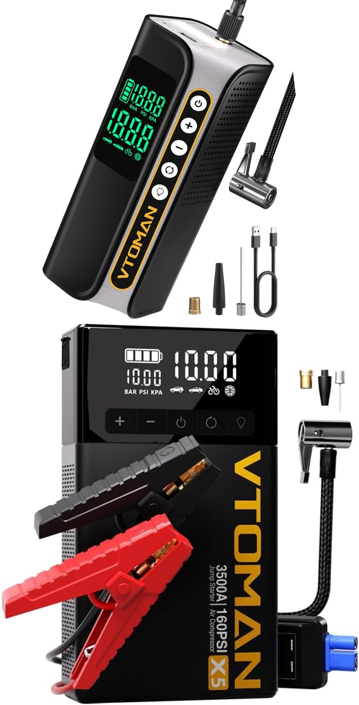 VTOMAN X6 Pro & X5 Jump Starter with Air Compressor, 3500A Portable Car Battery