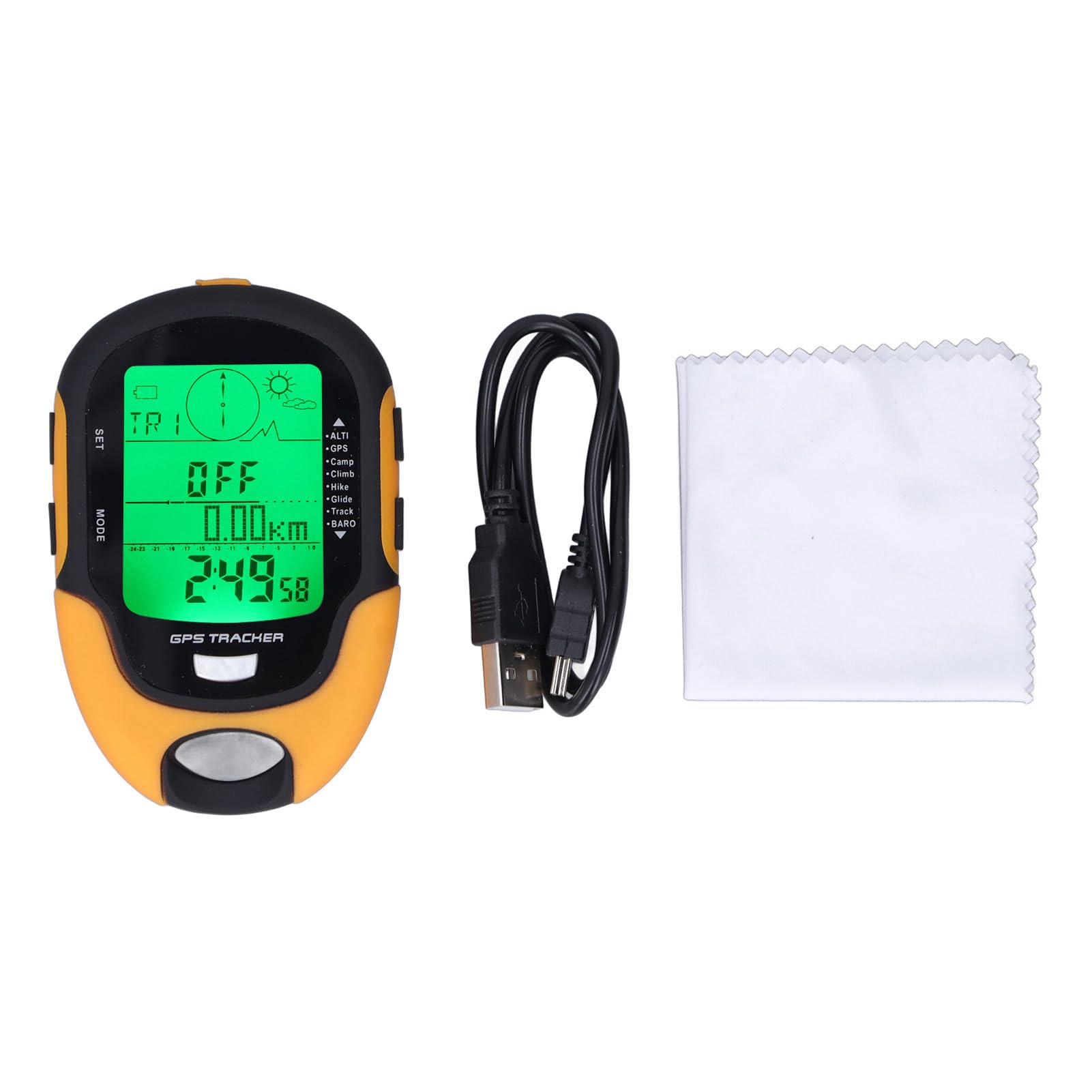 Baromètre GPS, altimètre Boussole Multifonctionnel étanche IPX4, thermomètre météo, testeur de Pression barométrique avec Lampe de Poche LED, Enregistrement