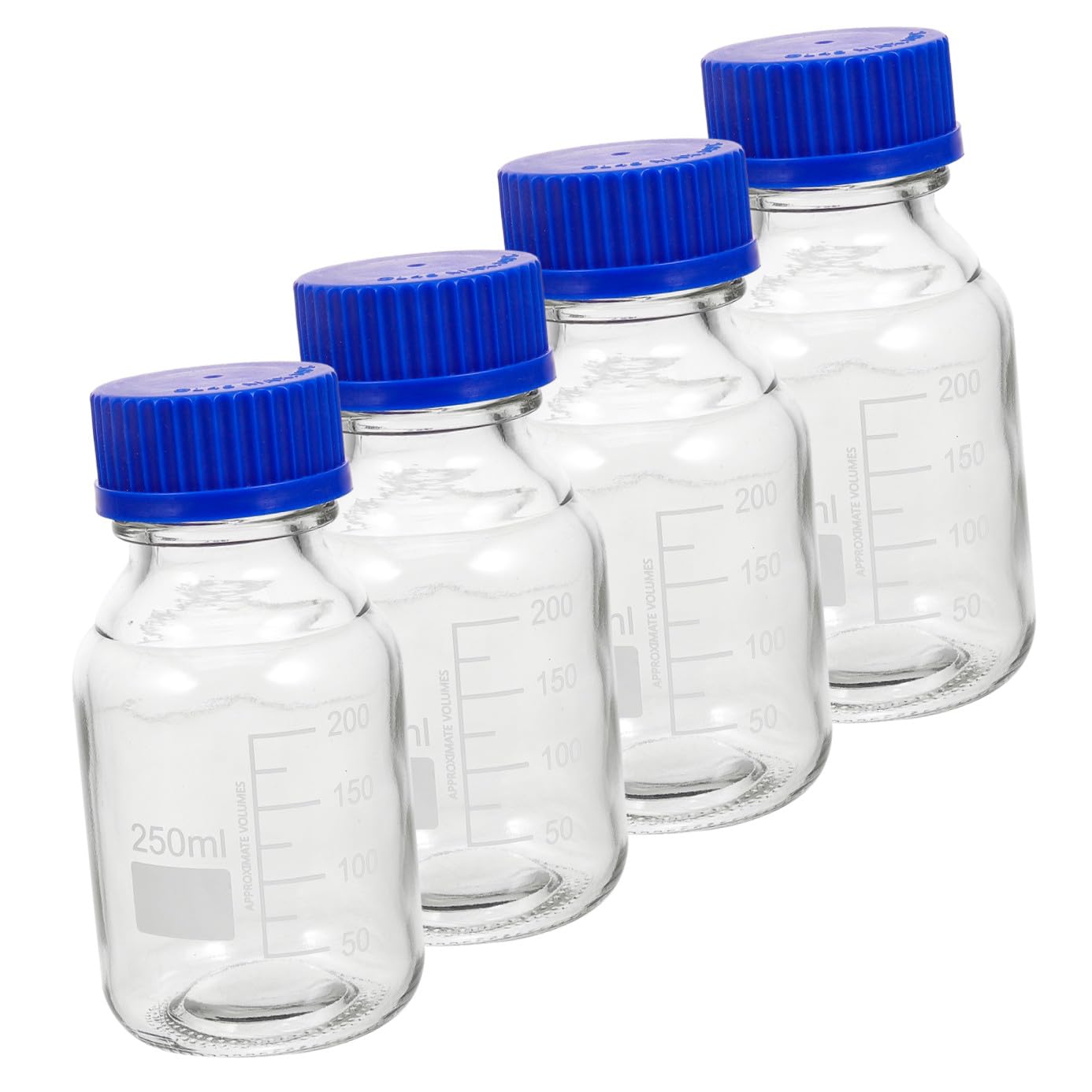 TOPBATHY 4 Piezas Frasco de reactivo con tapa azul botellas contenedores de almacenamiento botella de vidrio con tapones de rosca botella de muestra botella con tapón de rosca el plastico