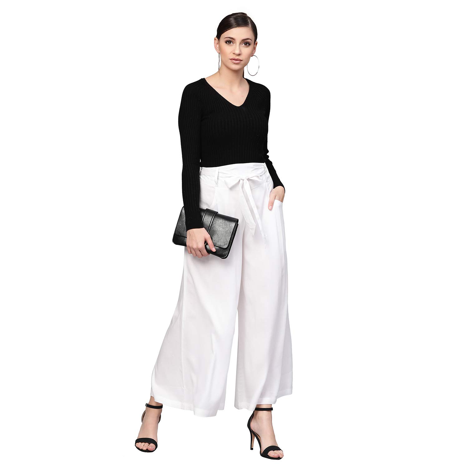 Idalia White Waistband Palazzo