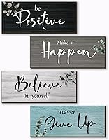 FENCORDAR 4pcs Motivational Wooden Wall Signs for Women - Rustic Inspirational Quotes, 10x4 Inch Office Home Decor Hangings