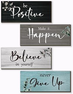 FENCORDAR 4PCS Rustic Motivational Wooden Wall Signs for Women - Inspirational Quotes Plaques Fresh 10x4 Inch Office Home Decor
