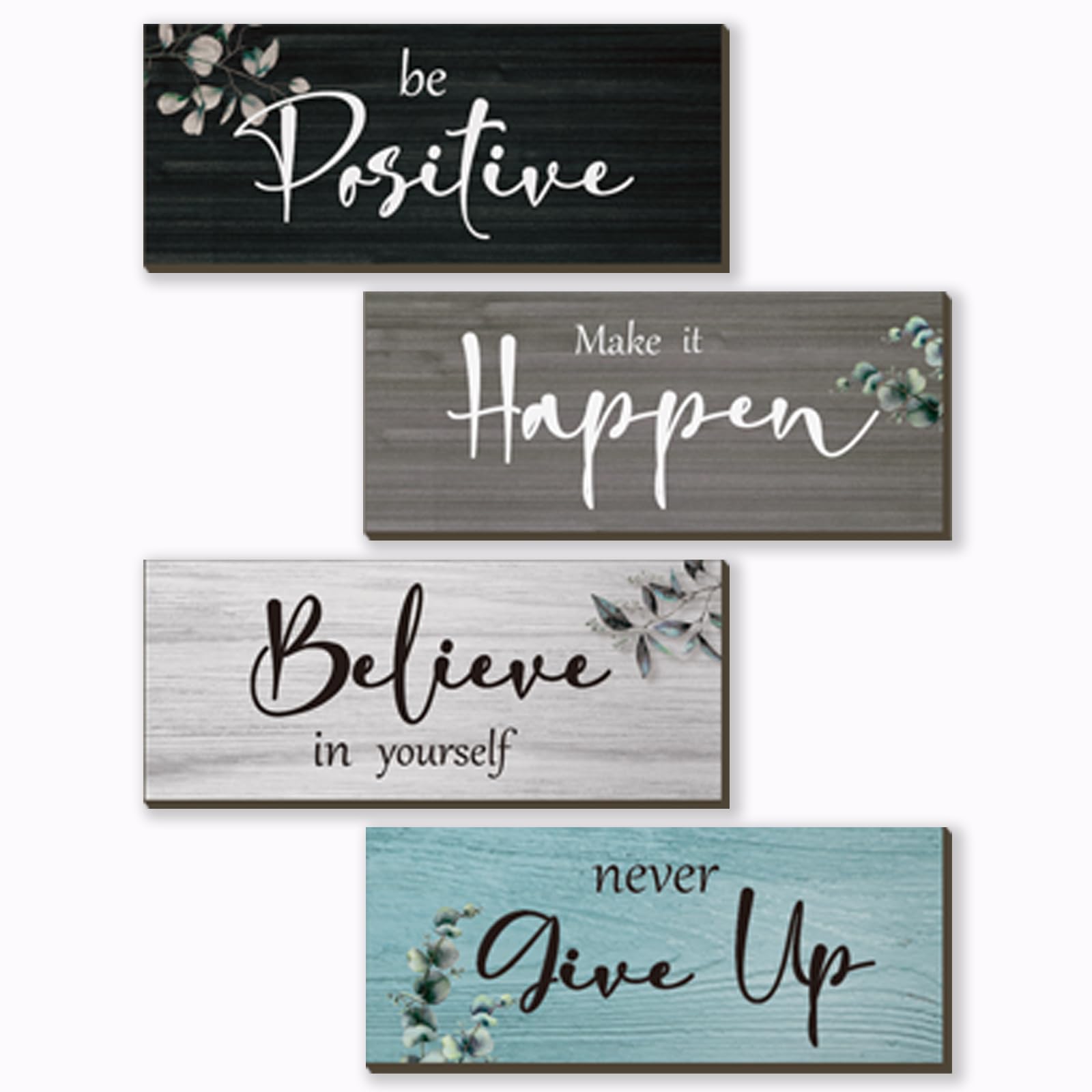 4 Pcs Office Decor For Women Motivational Wall Decor Rustic Inspirational With Positive Sayings Wooden Hangings for Home Office Bathroom Bedroom Kitchen(Fresh 1