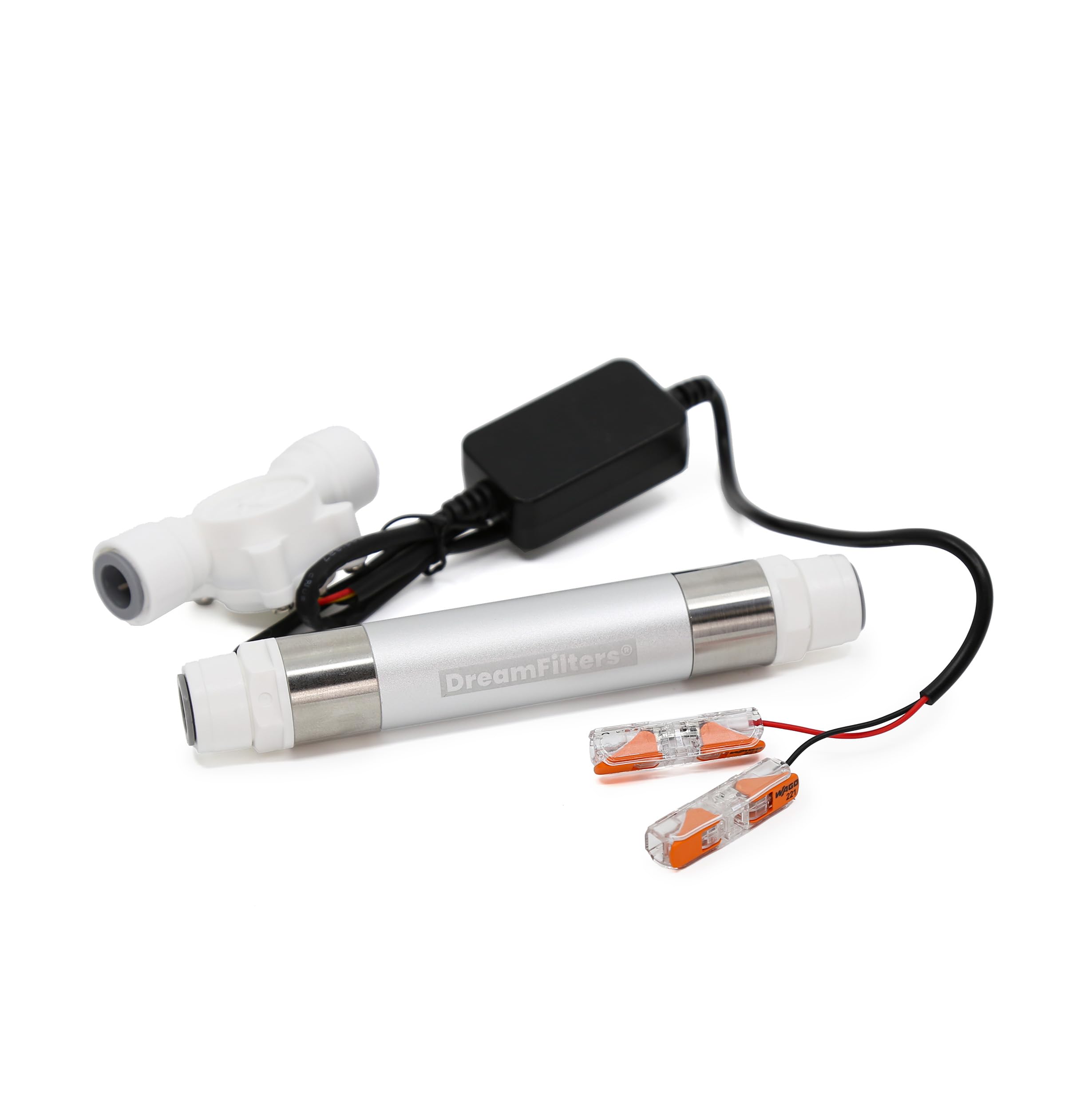 LED UV-C Desinfektionsgerät mit 3/8 Zoll Steckanschlüsse zur Wasserentkeimung für Wohnmobile & Filtersysteme - DC12/24V. (inkl. 2x Reduzierverbinder Stutzen 3/8" – Tülle 3/8" (IG 10 mm Lilie))