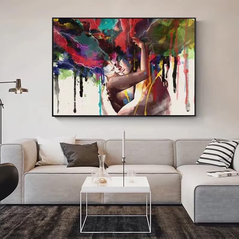 Tableau abstrait romantique sur toile avec cadre intérieur 60x90 cm