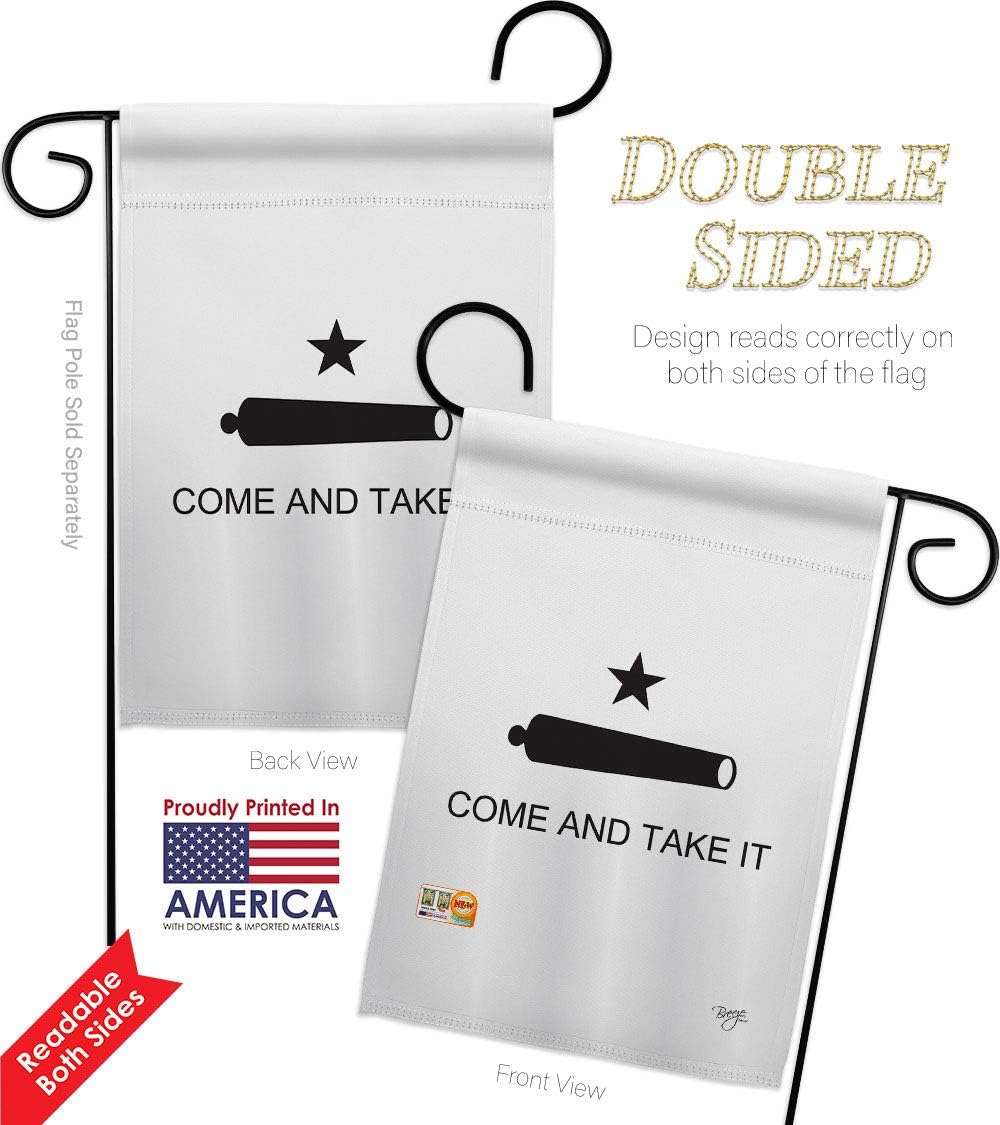 Come and Take It Canon Garden Flag Set with Stand Americana US Historic July Memorial Veteran Independence United State American Small Gift Yard House Banner Double-Sided Made In USA 13 X 18.5